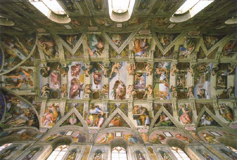 Michelangelo Buonarroti the sistine chapel ceiling oil painting image